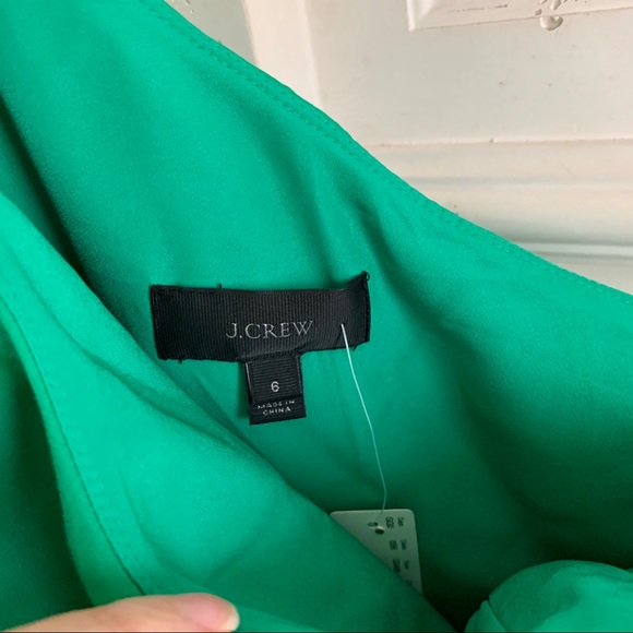 SOLD*NWT J. Crew Green One Shoulder Ruffle Dress - Picture 5 of 8